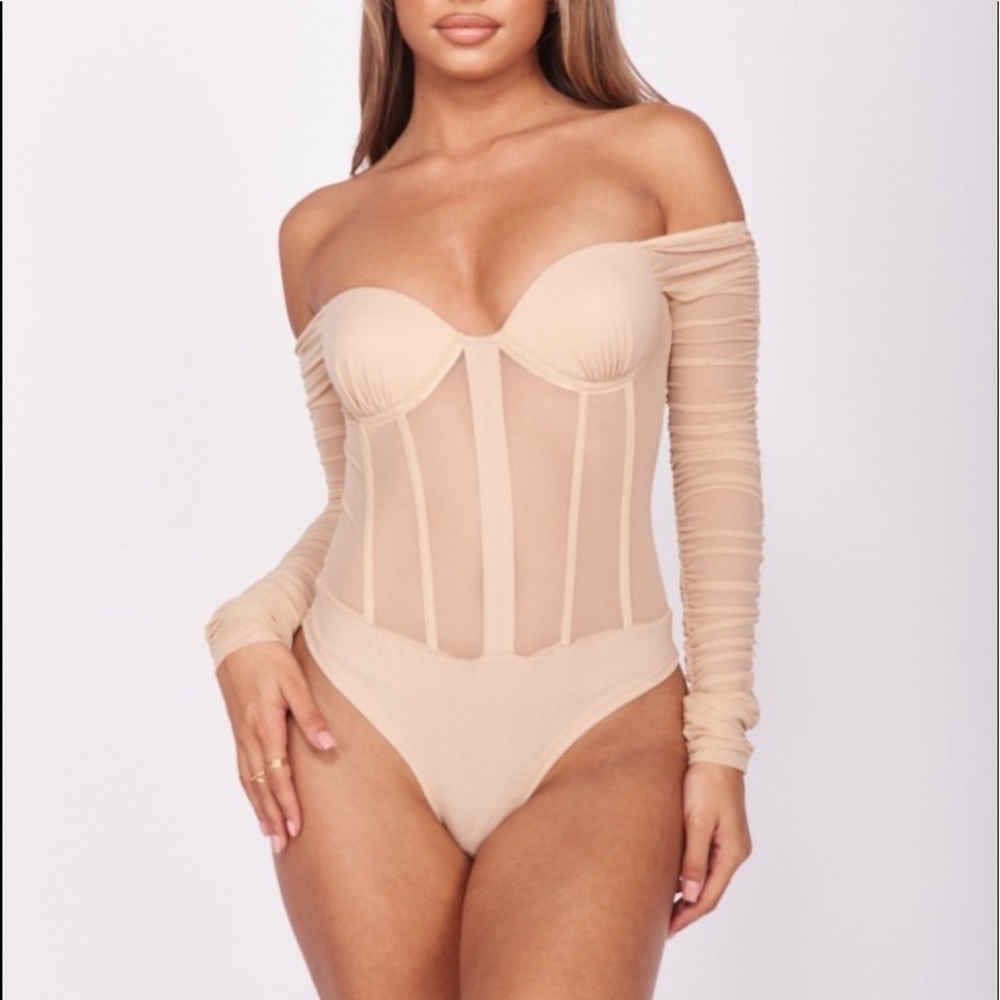 NEW * Beige Bustier Bodysuit - Picture 3 of 3